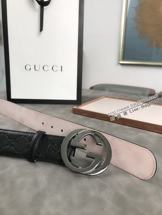 Gucci經典皮帶 古奇雙G拋光腰帶 411924  jjp2064